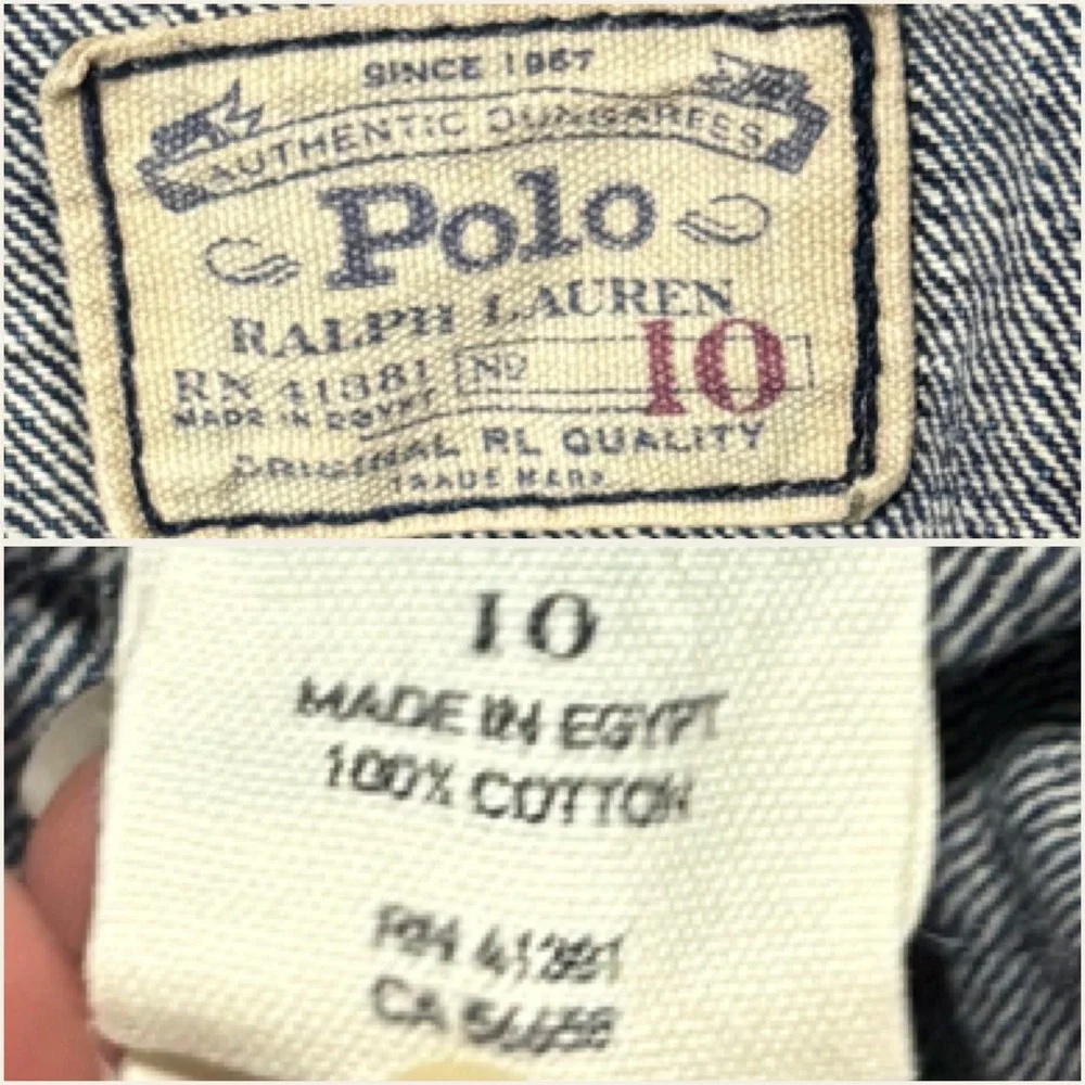Polo Ralph Lauren Kids Sz 10 Denim‎ Jacket Blue Distressed Trucker Style